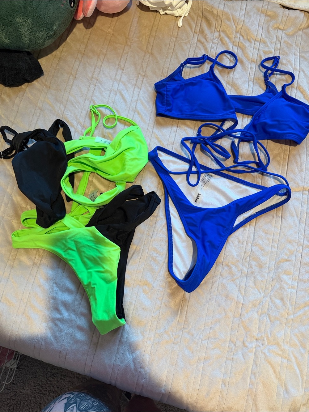 Neon Green, Black & Cobalt Blue Bikini Sets